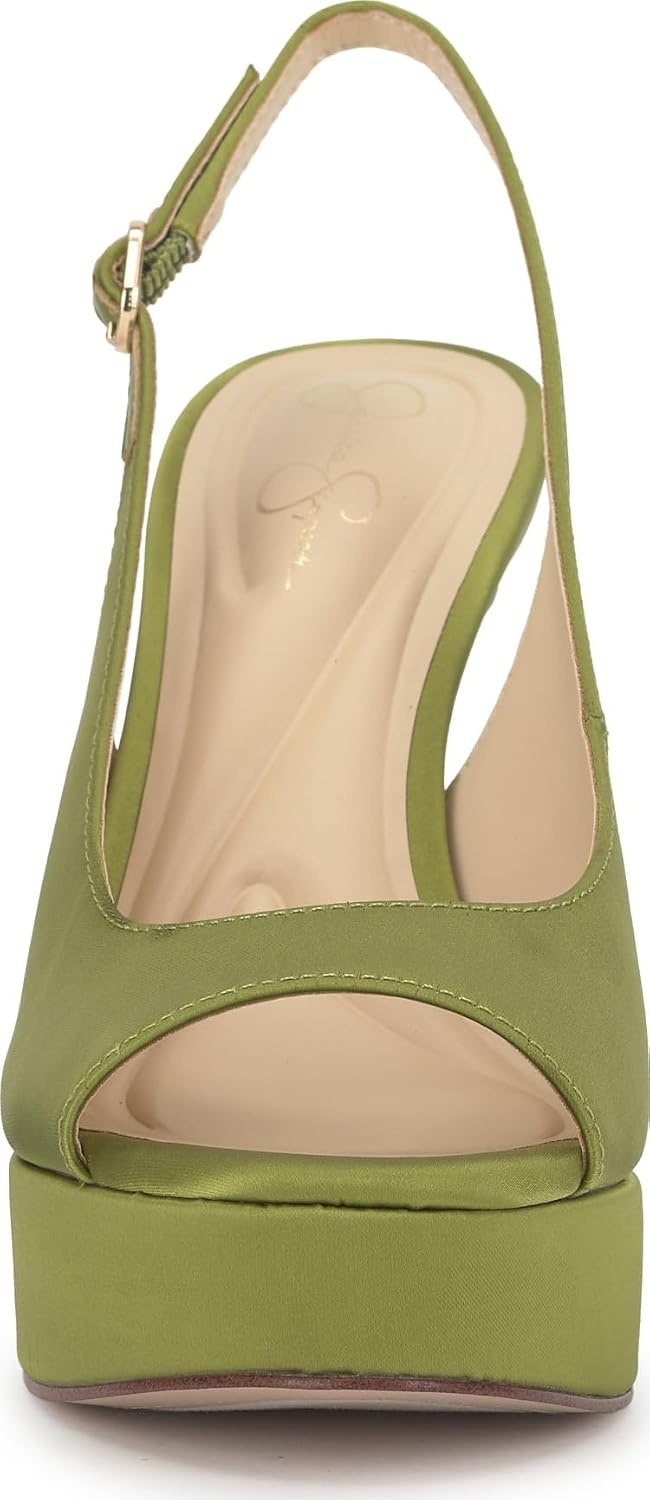 image:imageJessica Simpson Womens Sibilla Slingback Platform PumpBotanical Green Satin