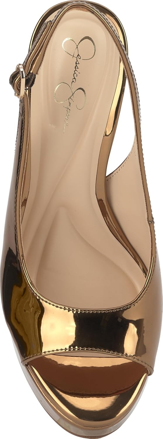 image:imageJessica Simpson Womens Sibilla Slingback Platform PumpBronze Mirror Metallic