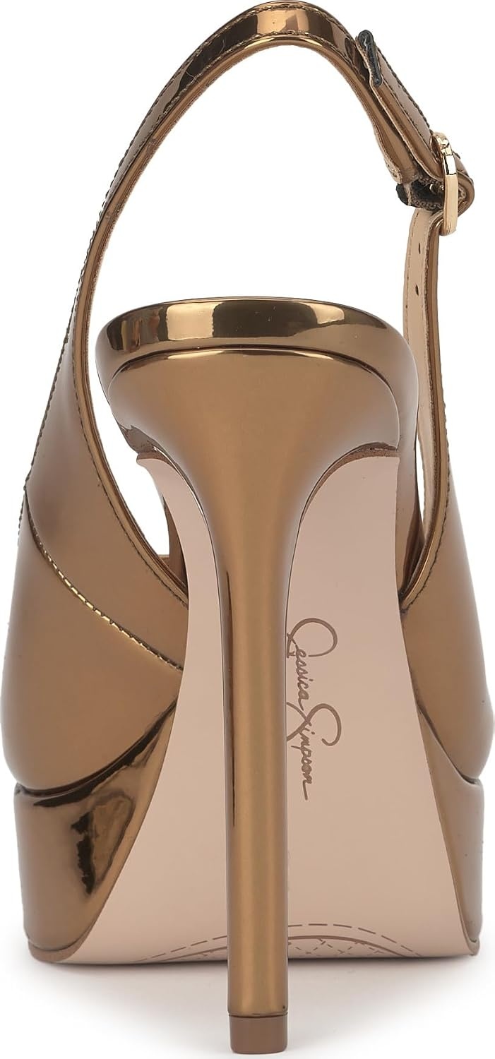 image:imageJessica Simpson Womens Sibilla Slingback Platform PumpBronze Mirror Metallic