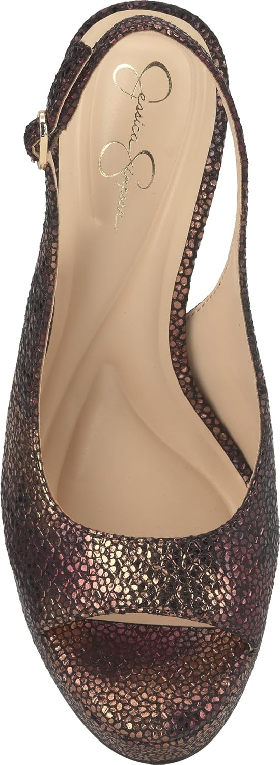 image:imageJessica Simpson Womens Sibilla Slingback Platform PumpBronze Multi Speckled Snake Print