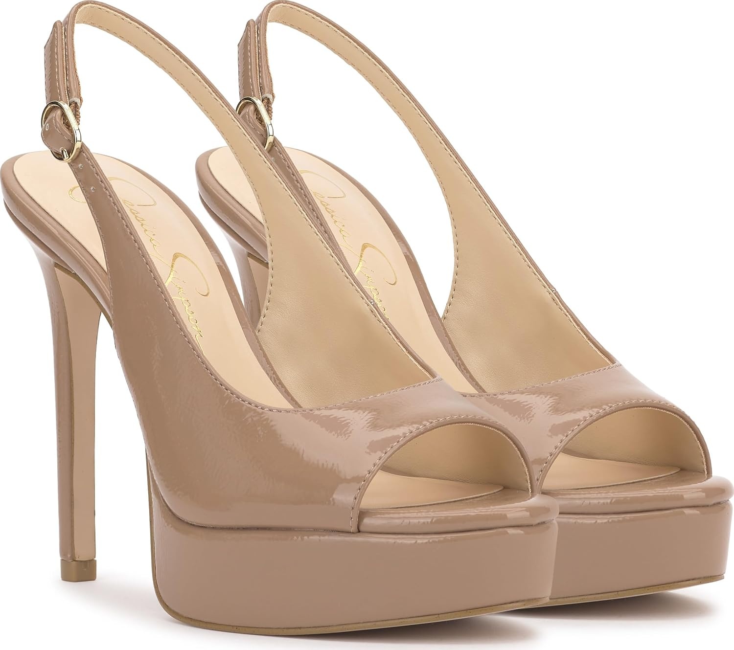 image:imageJessica Simpson Womens Sibilla Slingback Platform PumpChai Latte Crinkle Patent