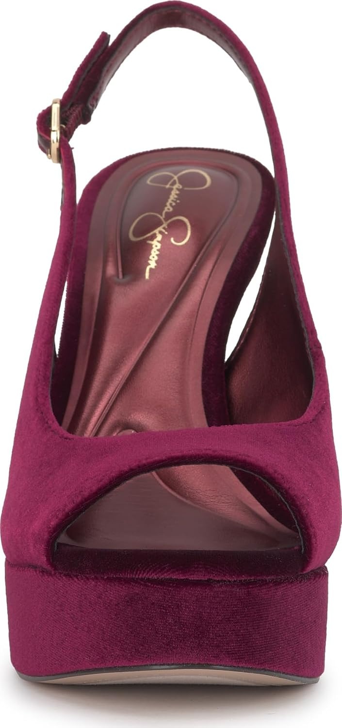 image:imageJessica Simpson Womens Sibilla Slingback Platform PumpDark Cherry Lux Velvet