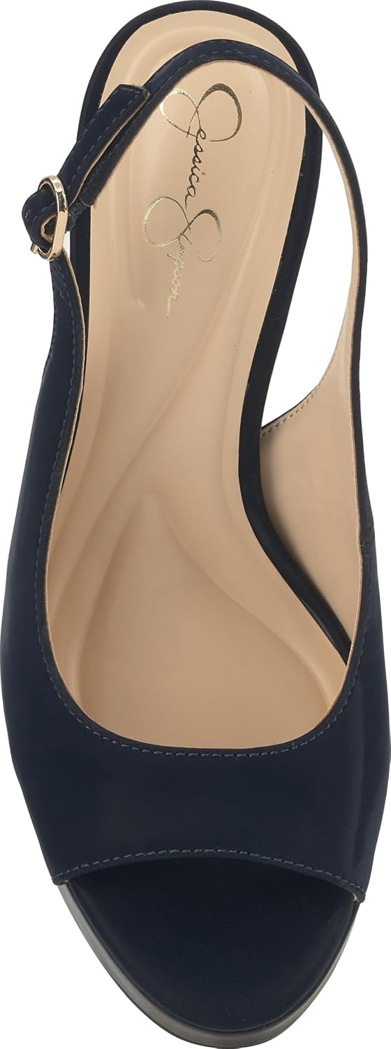 image:imageJessica Simpson Womens Sibilla Slingback Platform PumpDark Night Sateen