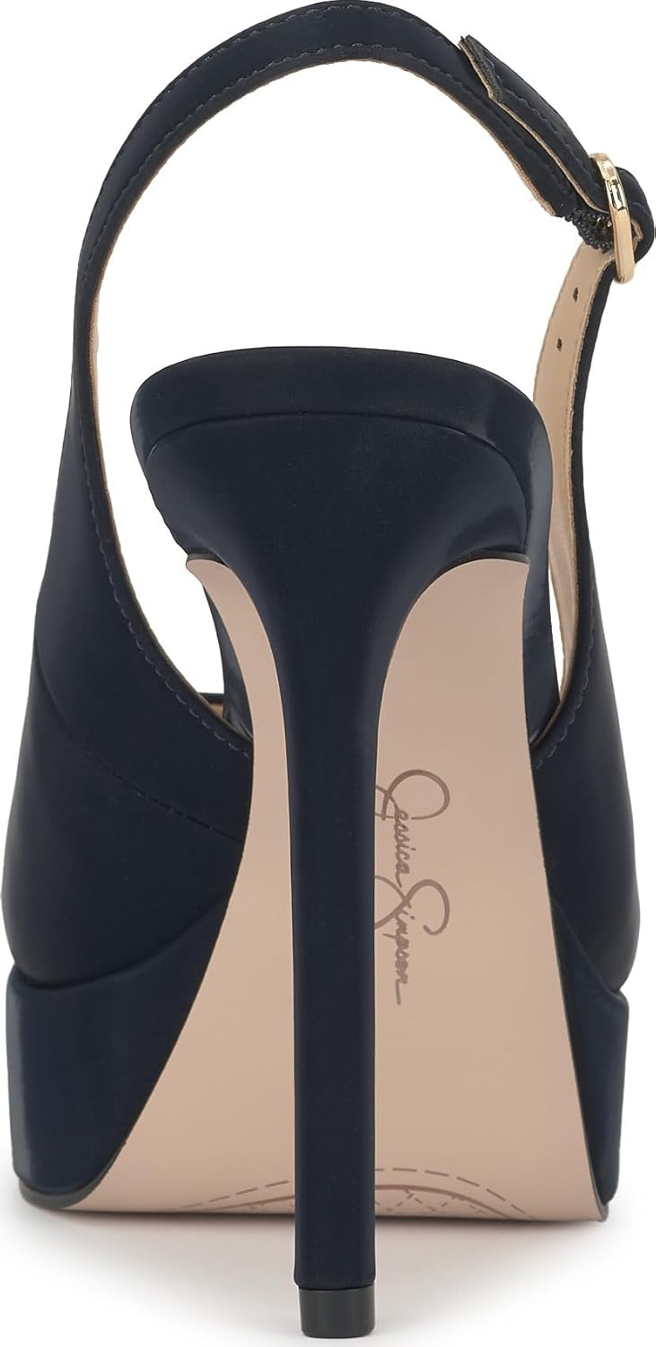image:imageJessica Simpson Womens Sibilla Slingback Platform PumpDark Night Sateen