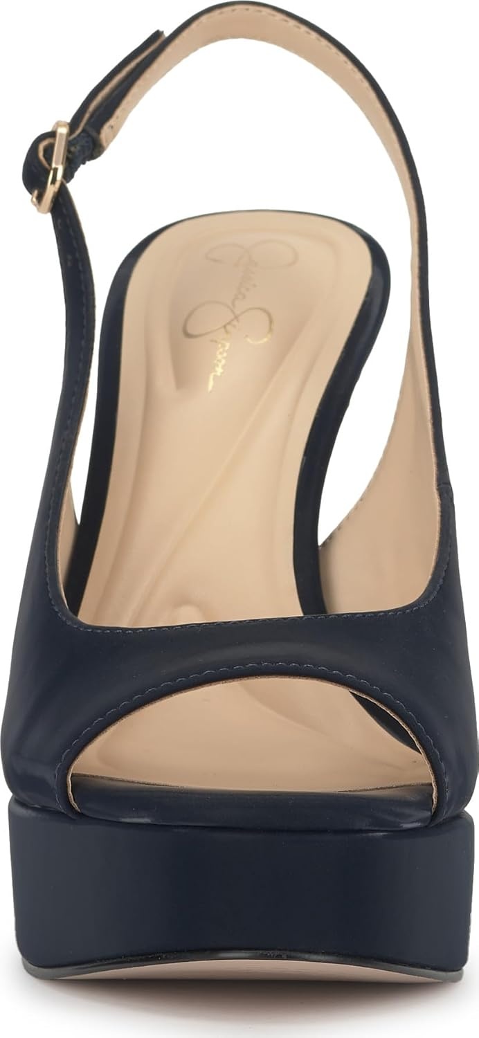 image:imageJessica Simpson Womens Sibilla Slingback Platform PumpDark Night Sateen