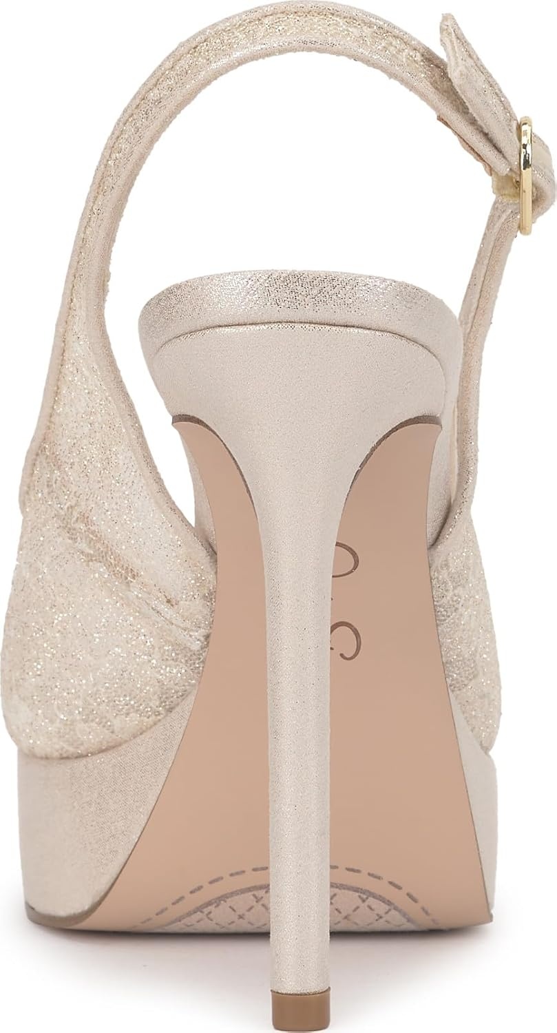 image:imageJessica Simpson Womens Sibilla Slingback Platform PumpPale Champagne Sparkle Lace