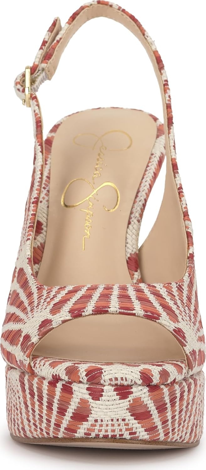 image:imageJessica Simpson Womens Sibilla Slingback Platform PumpPoppy Combo Raffia