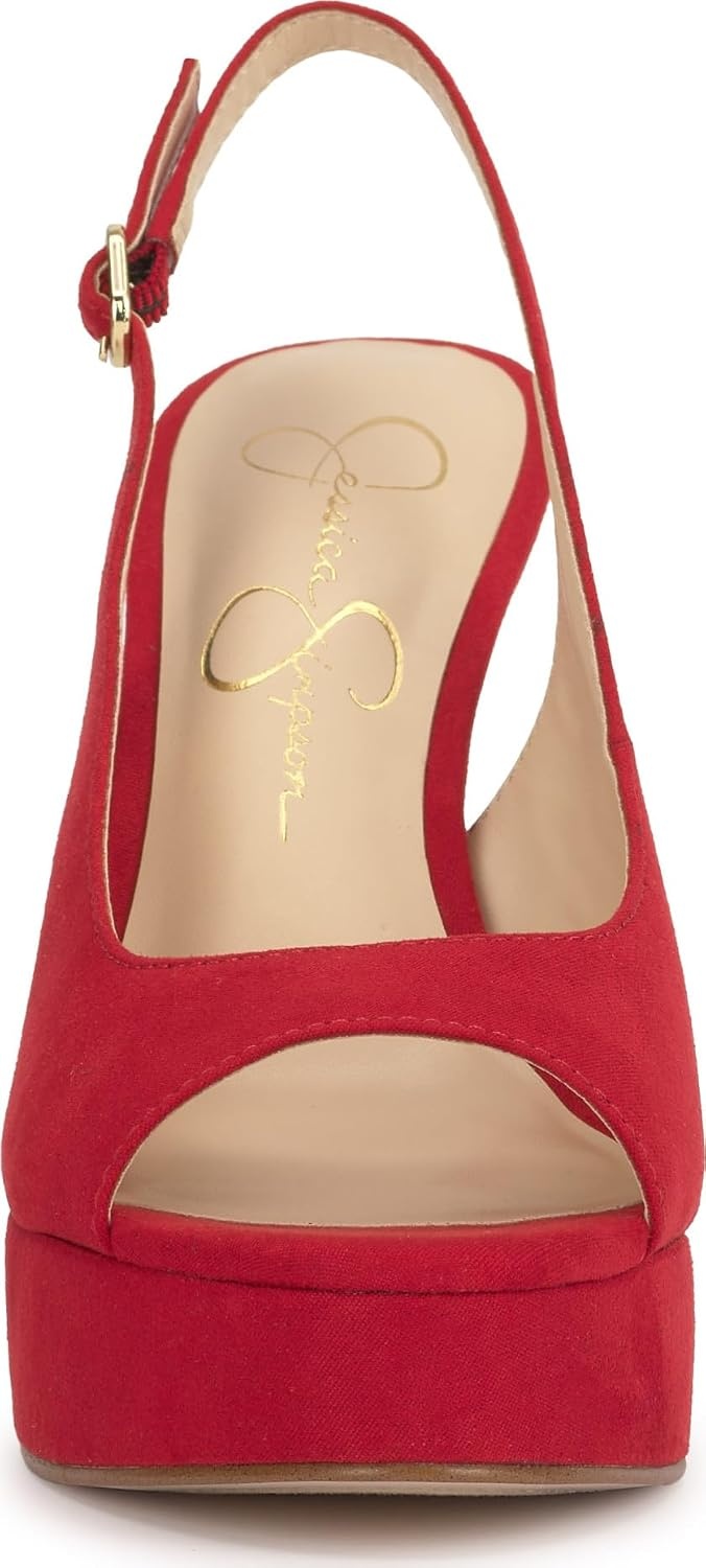 image:imageJessica Simpson Womens Sibilla Slingback Platform PumpRed Muse Supreme Microsuede