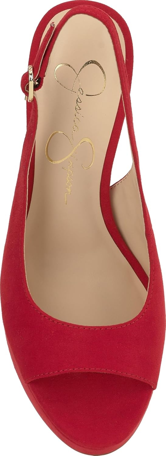 image:imageJessica Simpson Womens Sibilla Slingback Platform PumpRed Muse Supreme Microsuede