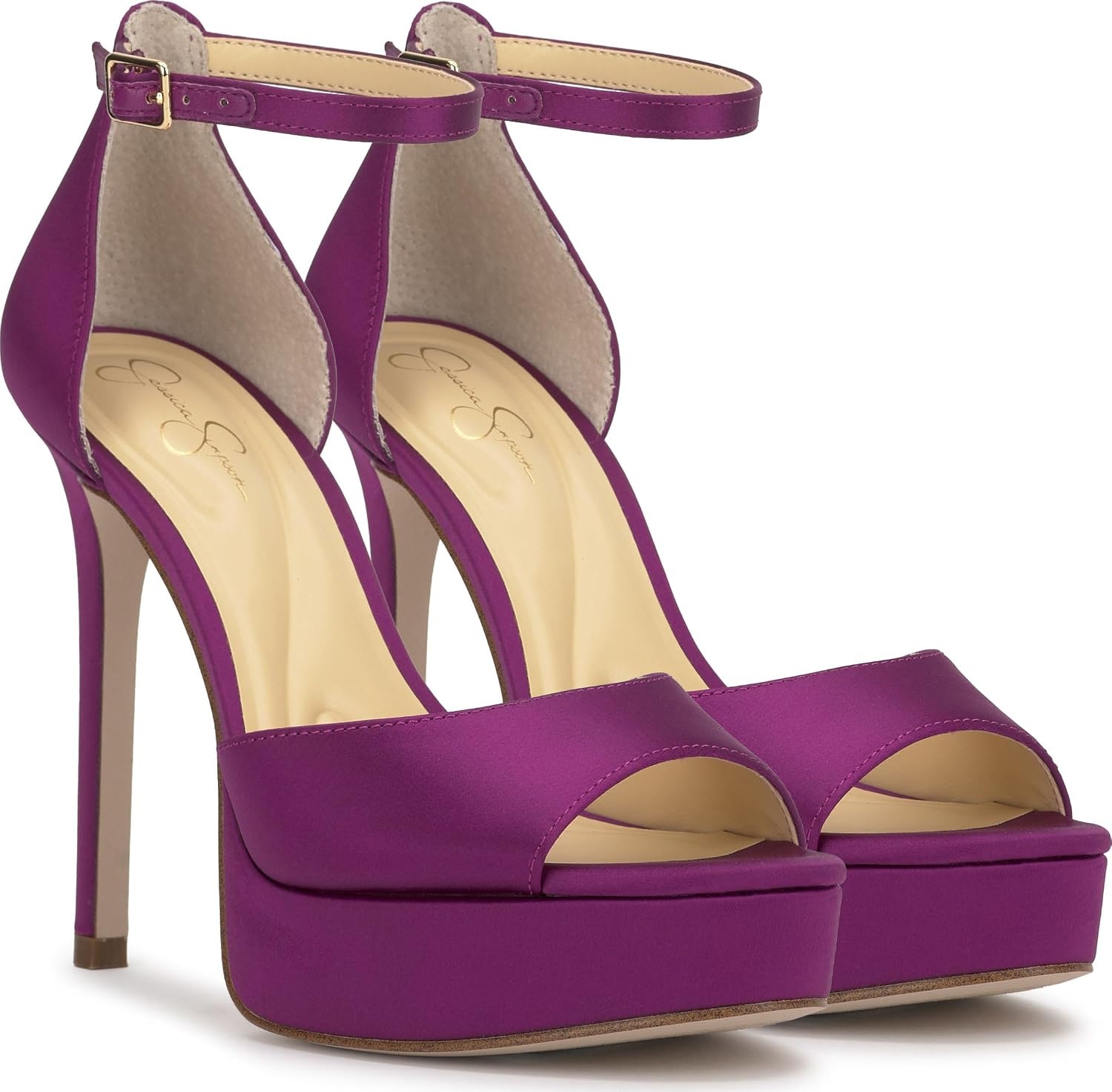 image:imageJessica Simpson Womens Sohilea Platform Peep Toe PumpBayberry Satin