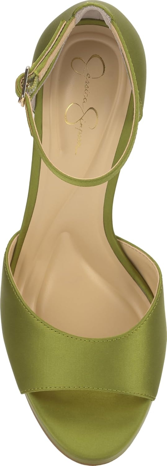 image:imageJessica Simpson Womens Sohilea Platform Peep Toe PumpBotanical Green Satin