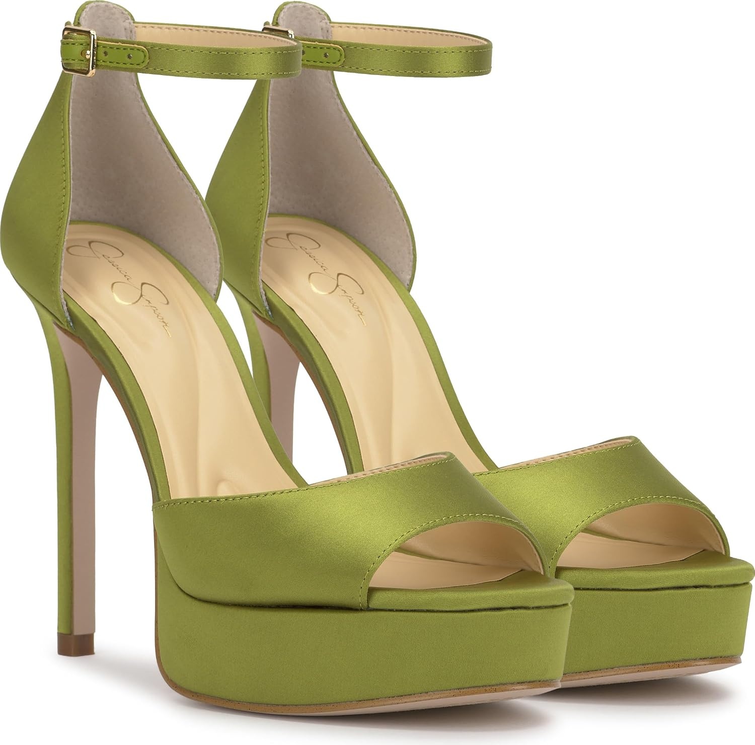 image:imageJessica Simpson Womens Sohilea Platform Peep Toe PumpBotanical Green Satin