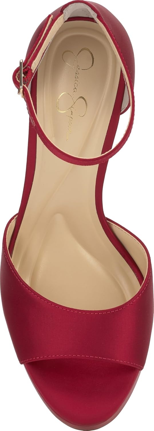 image:imageJessica Simpson Womens Sohilea Platform Peep Toe PumpChili Pepper Satin