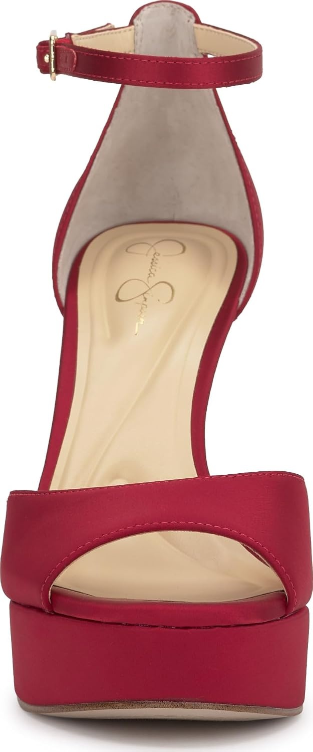 image:imageJessica Simpson Womens Sohilea Platform Peep Toe PumpChili Pepper Satin