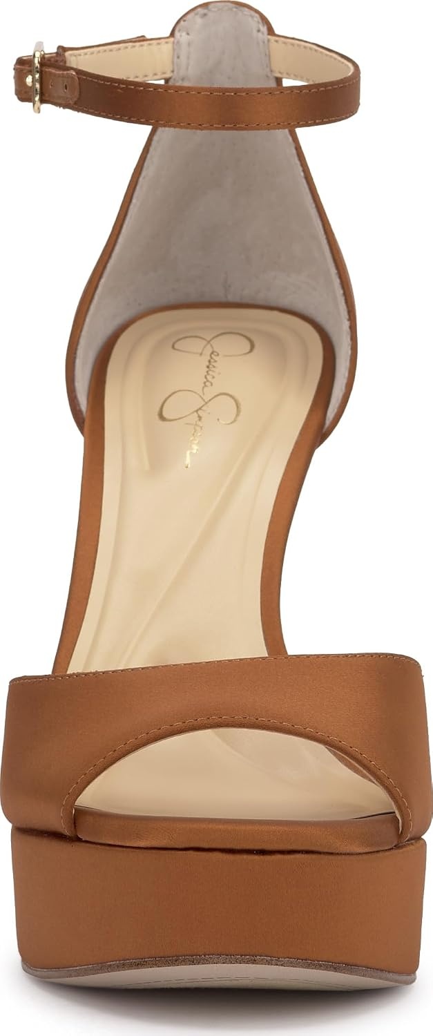 image:imageJessica Simpson Womens Sohilea Platform Peep Toe PumpGolden Copper Satin
