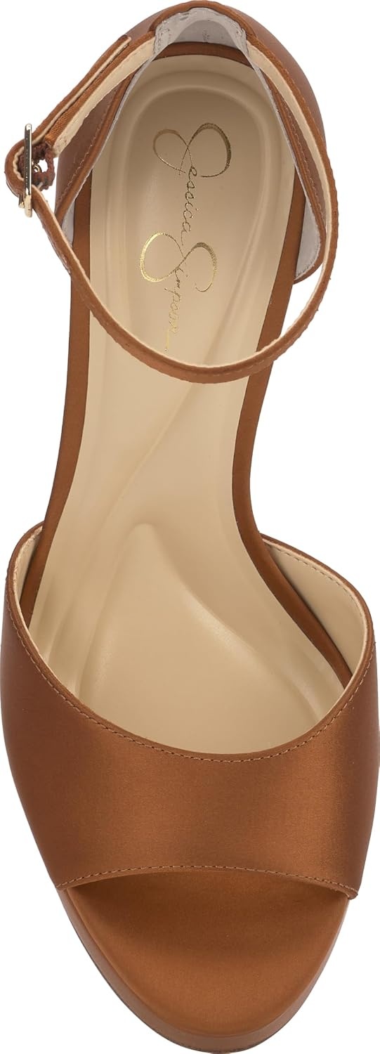 image:imageJessica Simpson Womens Sohilea Platform Peep Toe PumpGolden Copper Satin