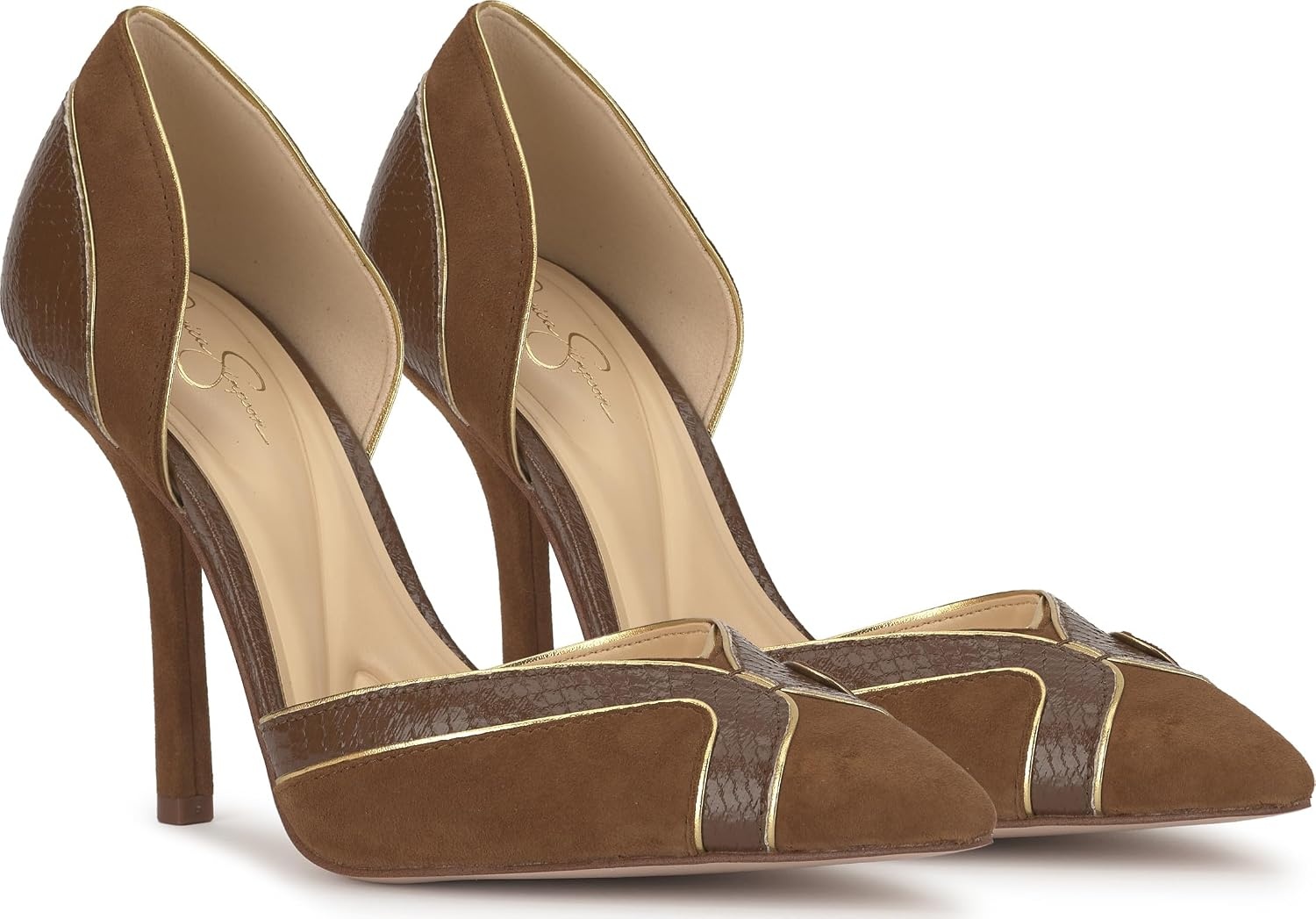 image:imageJessica Simpson Womens Vuley Pointed Toe DOrsay PumpLight Hickory Suede
