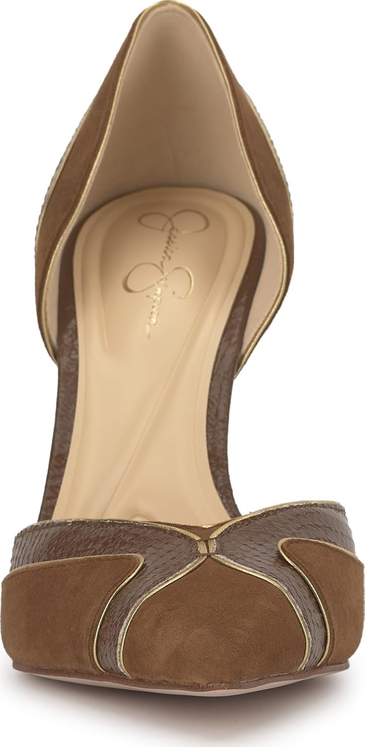 image:imageJessica Simpson Womens Vuley Pointed Toe DOrsay PumpLight Hickory Suede