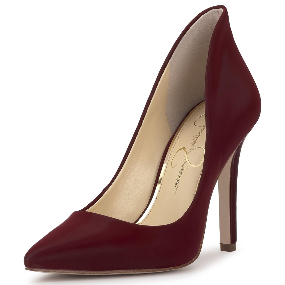 image:imageJessica Simpson Womens Cambredge Pointed Toe Pump Dress Black 75Dark Cherry Sateen