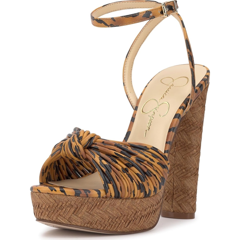 image:imageJessica Simpson Womens Immie Ankle Strap Platform SandalNatural Tiger Print