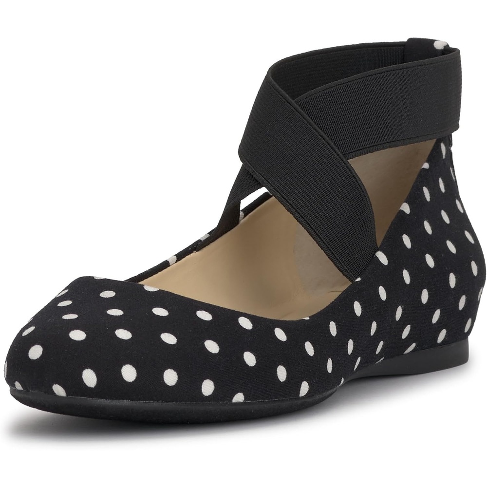 image:imageJessica Simpson Womens Mandayss Cross Strap Ballet FlatBlackWhite