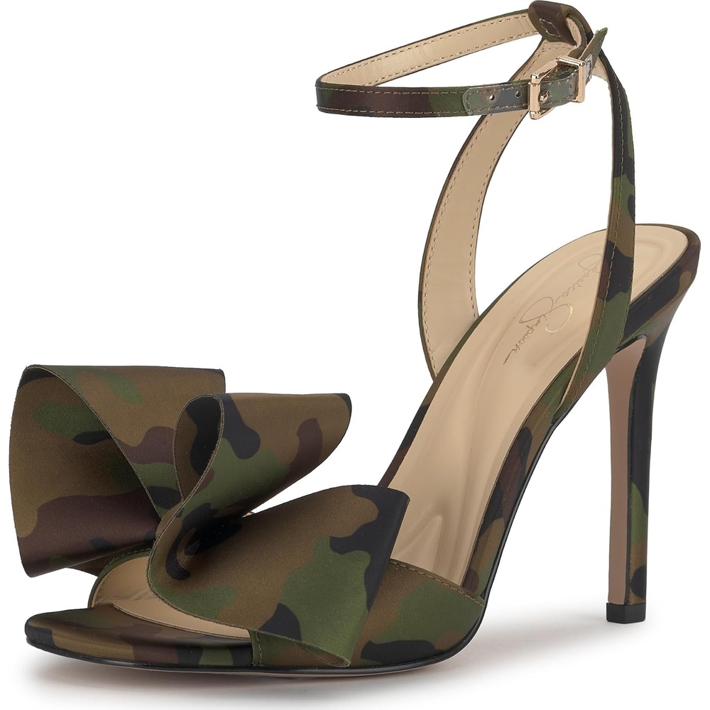 image:imageJessica Simpson Womens Olivine Bow Heeled SandalForest Camo Satin