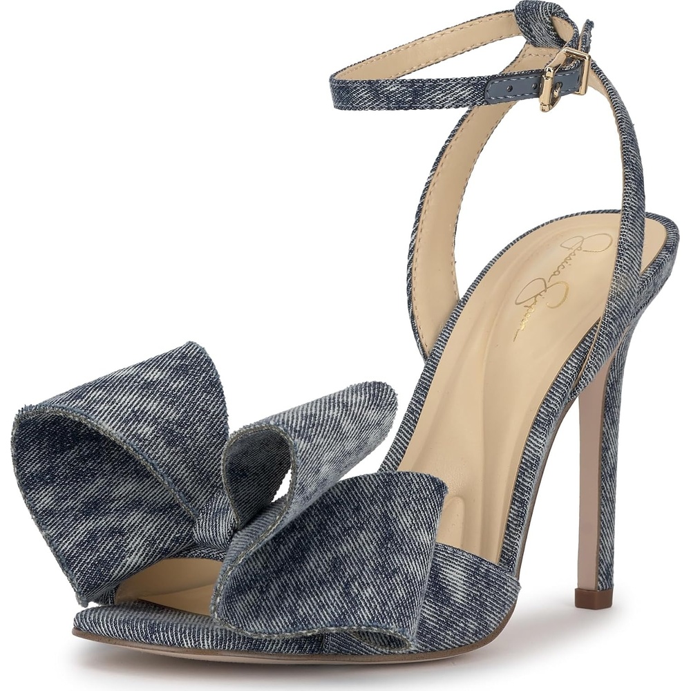 image:imageJessica Simpson Womens Olivine Bow Heeled SandalShadow Blue
