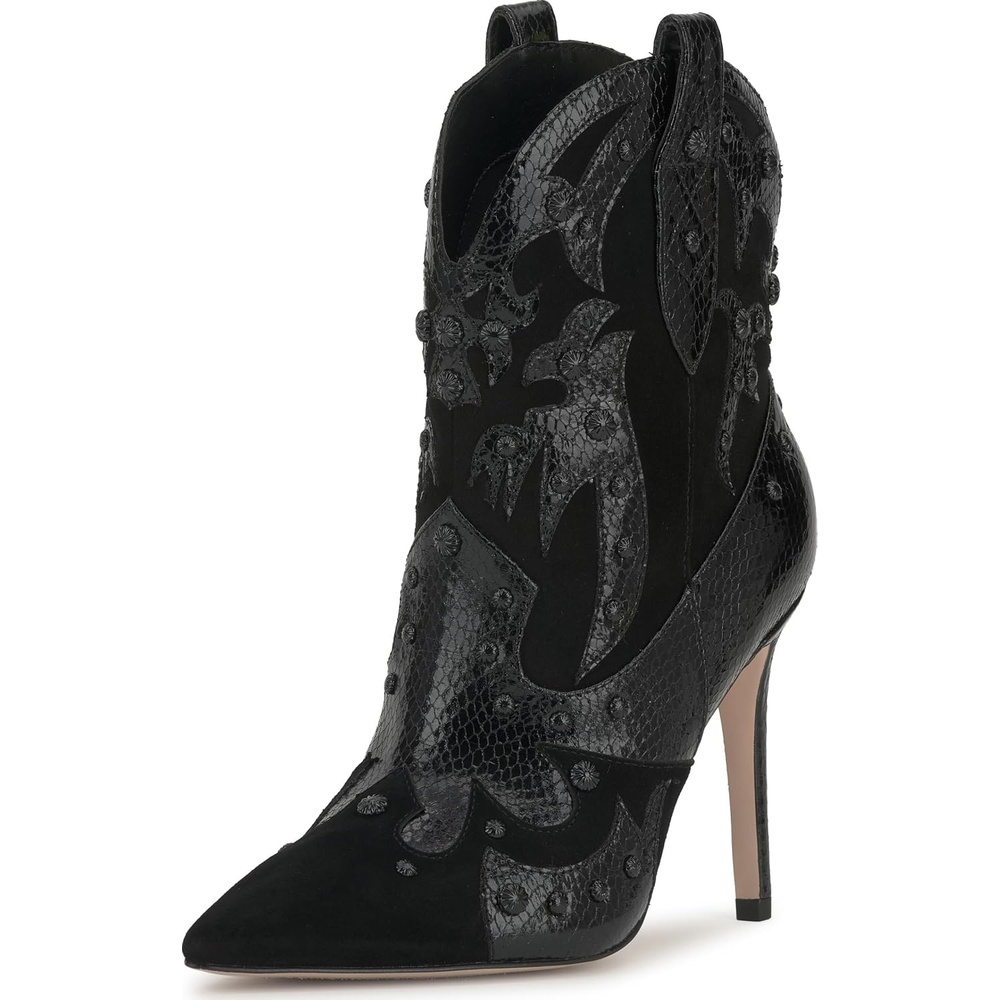 image:imageJessica Simpson Womens Palieve Pointed Toe Western BootieBlack Suede