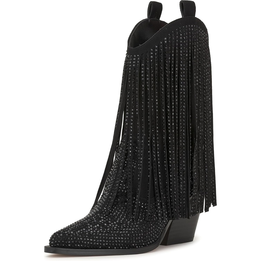 image:imageJessica Simpson Womens Paredisa Embellished Fringe Western BootieBlack