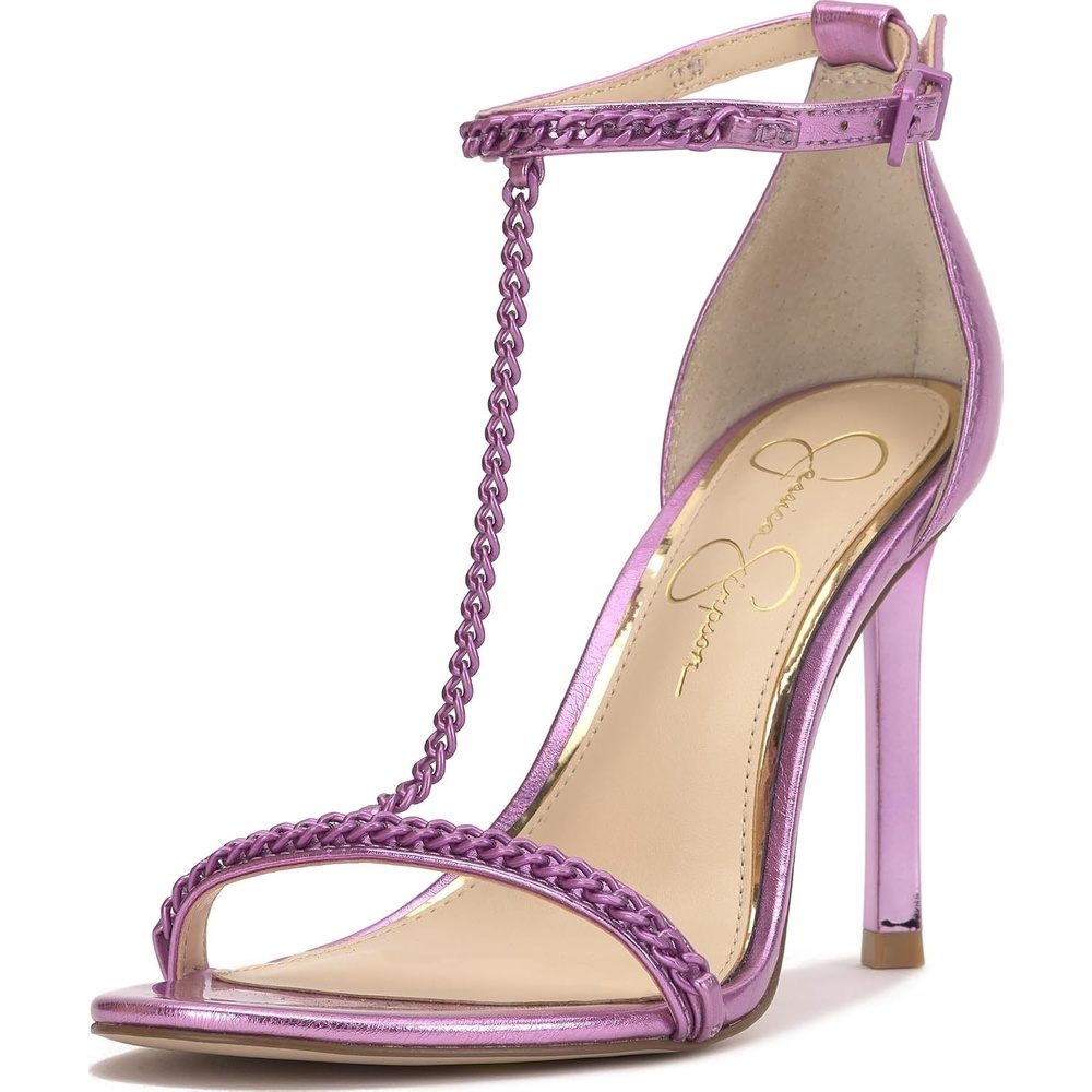image:imageJessica Simpson Womens Qiven TStrap High Heel Sandal with Chain DetailPale Purple