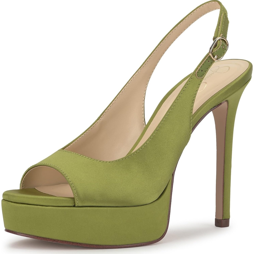 image:imageJessica Simpson Womens Sibilla Slingback Platform PumpBotanical Green Satin
