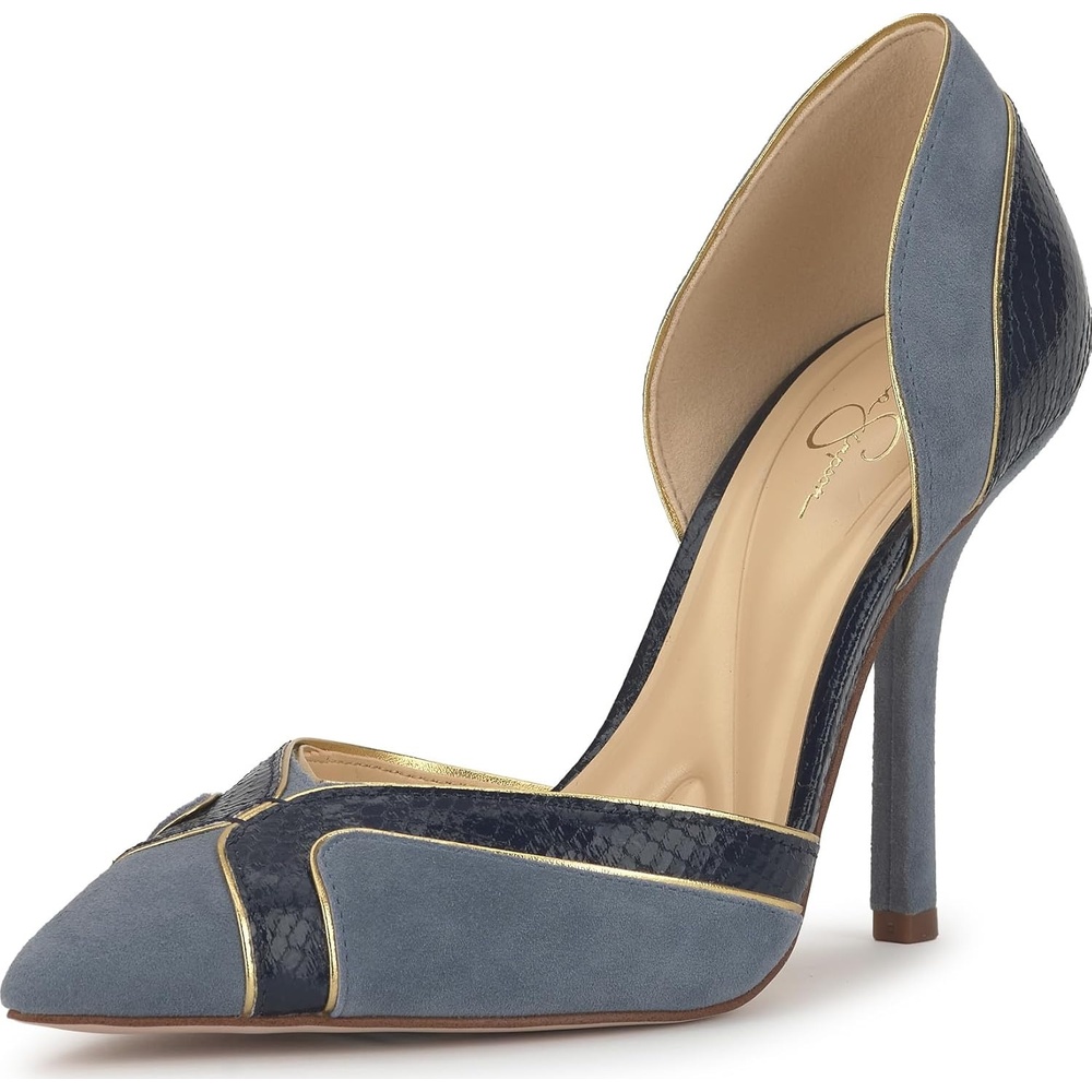image:imageJessica Simpson Womens Vuley Pointed Toe DOrsay PumpAsh BlueDark Knight Suede