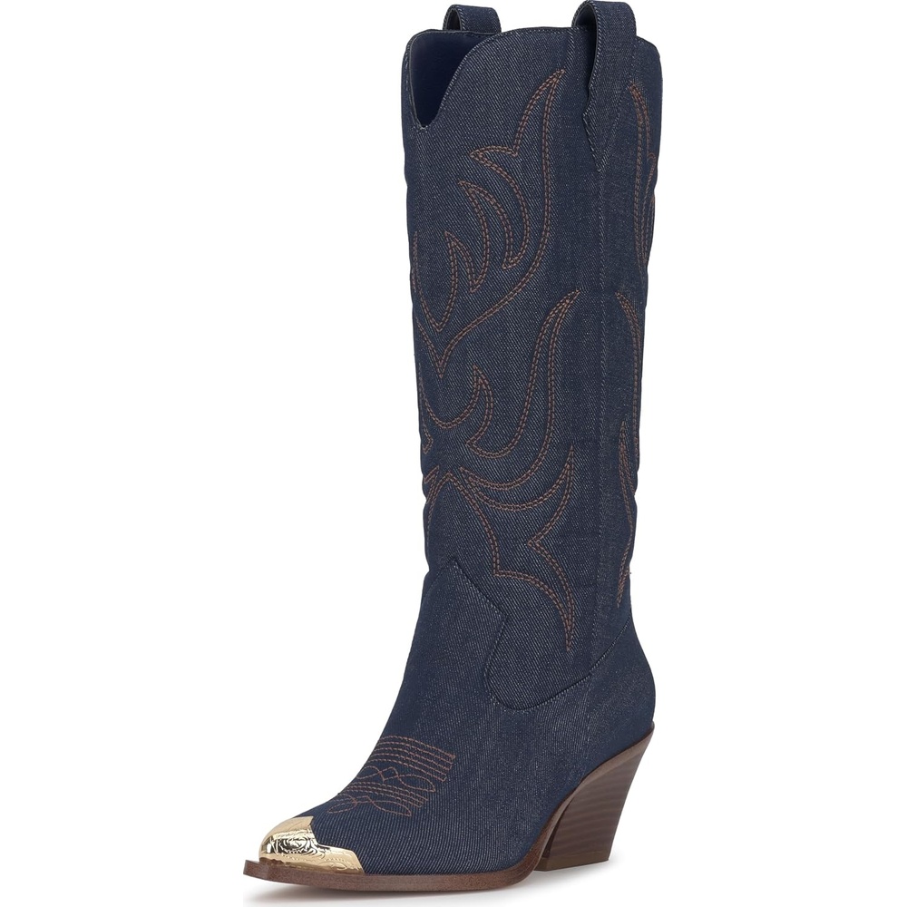 image:imageJessica Simpson Womens Zuliena Pointed Cap Toe Western BootIndigo Denim