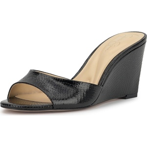 Jessica Simpson Women’s Bolir Wedge Sandal(Black Glazed Snake)