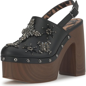 Jessica Simpson Women’s Cazea Studded Platform Clog(Black Italia Nappa)