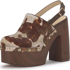 Jessica Simpson Women’s Cazea Studded Platform Clog(Natural/Gold Metallic Haircalf)