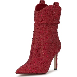 Jessica Simpson Women’s Evgena Embellished Western Boot(Red Muse)