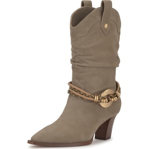 Jessica Simpson Women’s Hanie Western Slouch Bootie(Light Grey Suede)