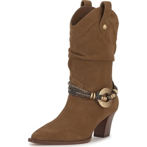 Jessica Simpson Women’s Hanie Western Slouch Bootie(Safari Brown Suede)