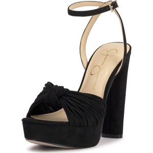 Jessica Simpson Women’s Immie Ankle Strap Platform Sandal(Black Supreme Microsuede)