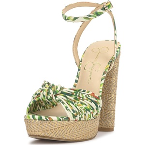 Jessica Simpson Women’s Immie Ankle Strap Platform Sandal(Green Multi Jungle Jacquard)