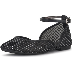 Jessica Simpson Women’s Laelli Embellished Ballet Flat(Black/Black Fishnet)