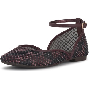 Jessica Simpson Women’s Laelli Embellished Ballet Flat(Cherry Mahogany Fishnet)