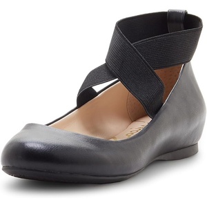 Jessica Simpson Women’s Mandayss Cross Strap Ballet Flat(Black Sleek)