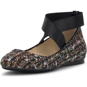 Jessica Simpson Women’s Mandayss Cross Strap Ballet Flat(Black Sparkle Tweed)