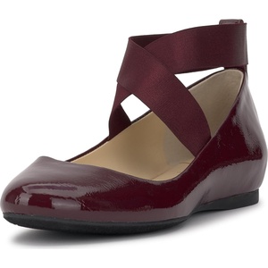 Jessica Simpson Women’s Mandayss Cross Strap Ballet Flat(Dark Cherry)