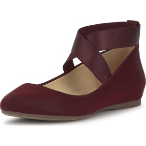 Jessica Simpson Women’s Mandayss Cross Strap Ballet Flat(Dark Cherry Sateen)