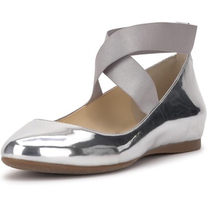 Jessica Simpson Women’s Mandayss Cross Strap Ballet Flat(Silver)