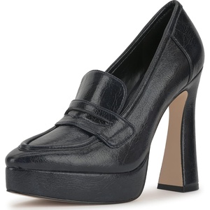 Jessica Simpson Women’s Nanelie Platform Loafer(Black Distressed Patent)