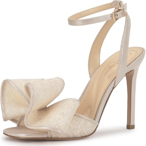 Jessica Simpson Women’s Olivine Bow Heeled Sandal(Pale Champagne Sparkle Lace)